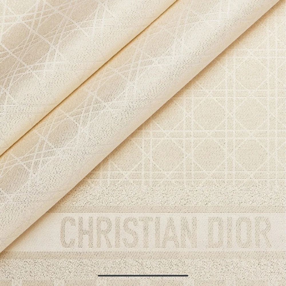 CHRISTIAN DIOR | Cannage Jacquard Large Scarf Shawl blue silk cashmere